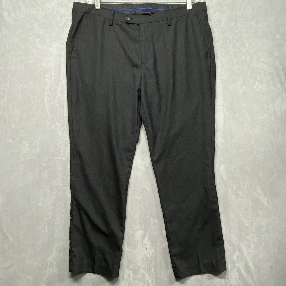 Eddie Domani Mens Dress Pants Flat Front Straight Leg Size 36x30 Charcoal‎